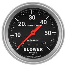 Load image into Gallery viewer, AutoMeter 3402 GAUGE, BLOWER PRESS, 2 5/8", 60PSI, MECHANICAL, SPORT-COMP