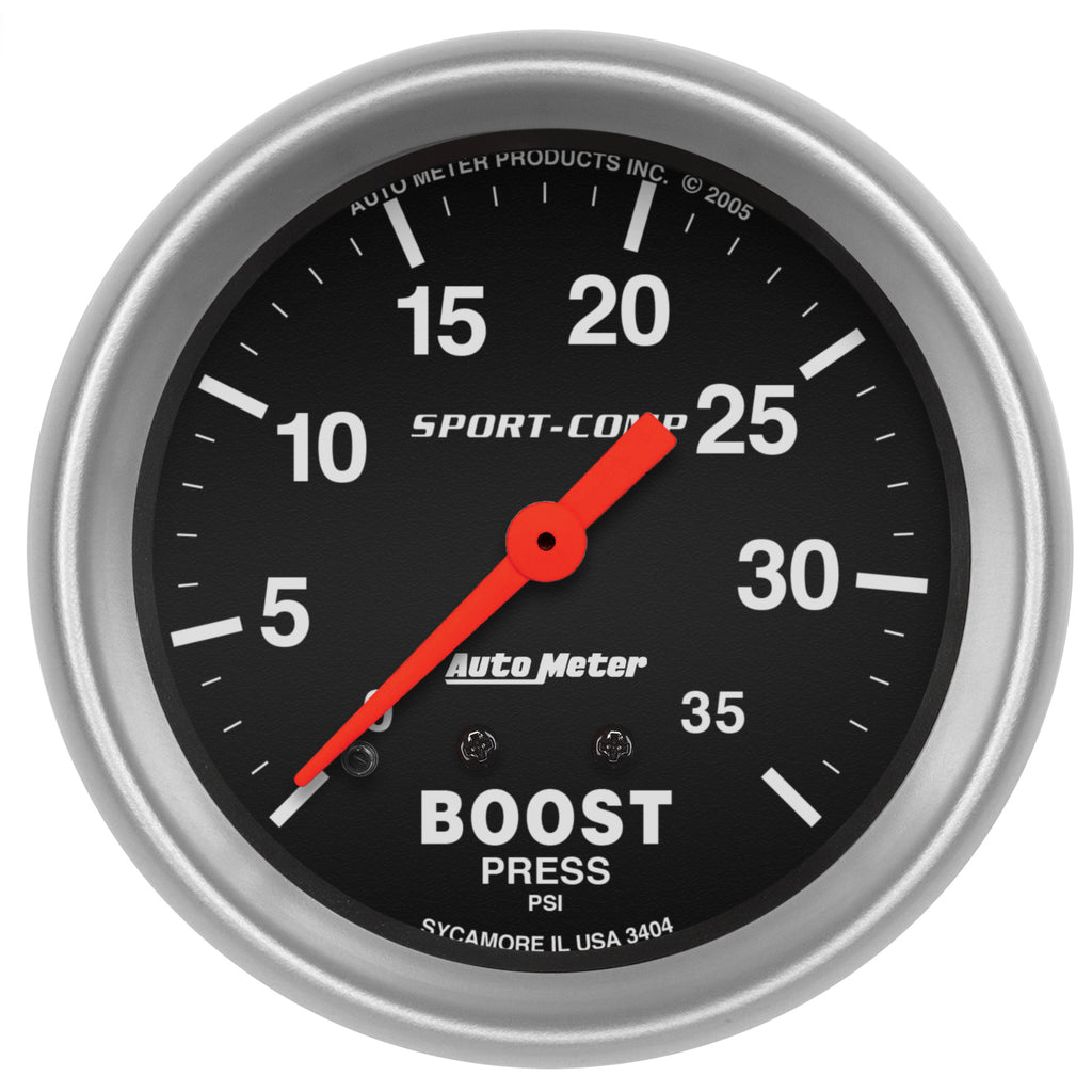 AutoMeter 3404 GAUGE, BOOST, 2 5/8", 35PSI, MECHANICAL, SPORT-COMP