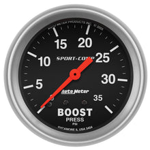 Load image into Gallery viewer, AutoMeter 3404 GAUGE, BOOST, 2 5/8", 35PSI, MECHANICAL, SPORT-COMP