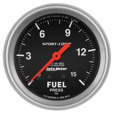 Load image into Gallery viewer, AutoMeter 3413 GAUGE, FUEL PRESSURE, 2 5/8", 15PSI, MECHANICAL W/ISOLATOR, SPORT-COMP