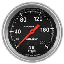 Load image into Gallery viewer, AutoMeter 3422 GAUGE, OIL PRESSURE, 2 5/8", 200PSI, MECHANICAL, SPORT-COMP