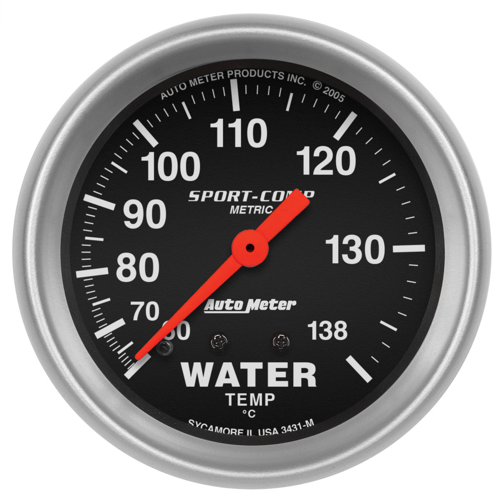 AutoMeter 3431-M GAUGE, WATER TEMP, 2 5/8", 60-140?C, MECHANICAL, SPORT-COMP