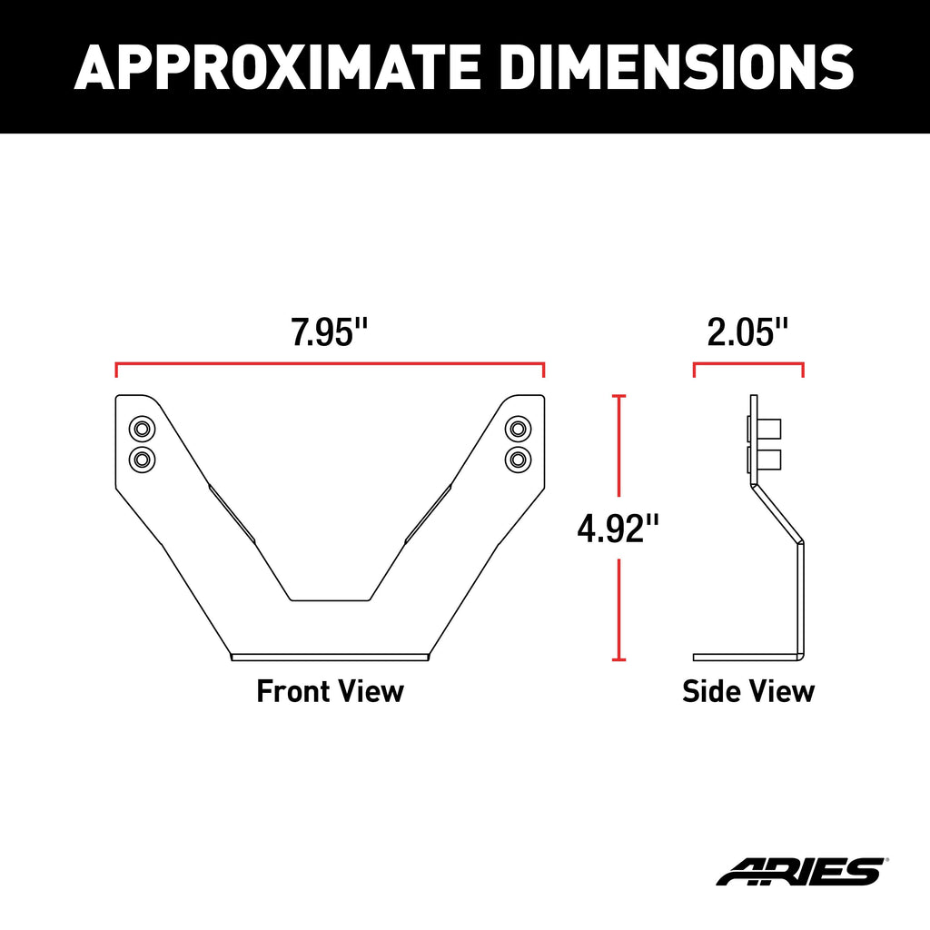 ARIES 35-0000 3" Bull Bar License Plate Bracket