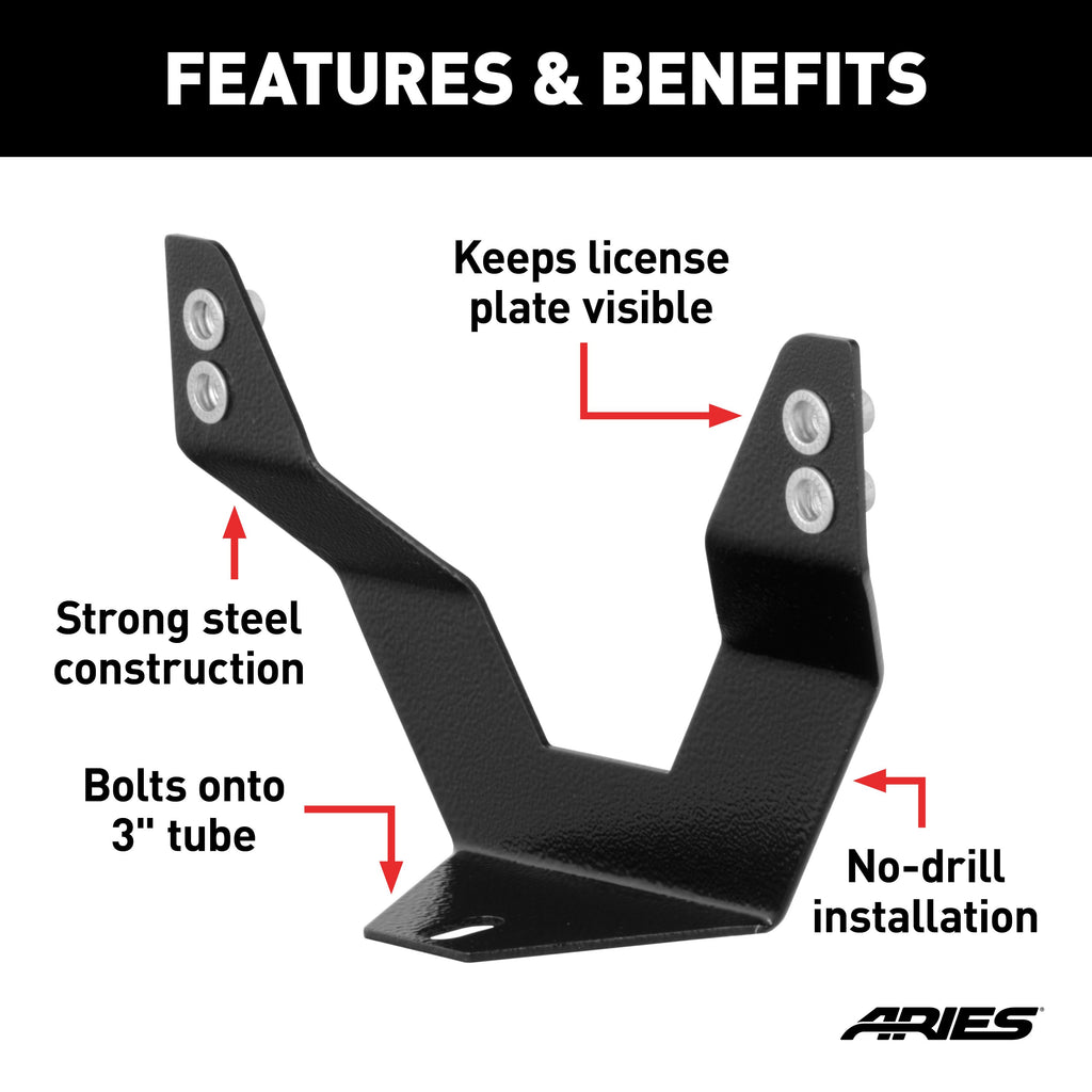 ARIES 35-0000 3" Bull Bar License Plate Bracket