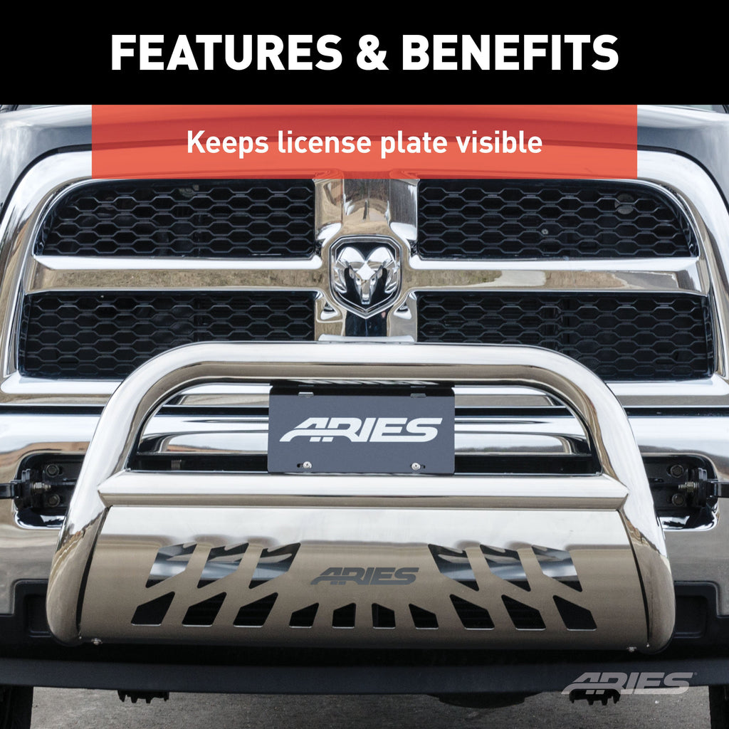ARIES 35-0000 3" Bull Bar License Plate Bracket