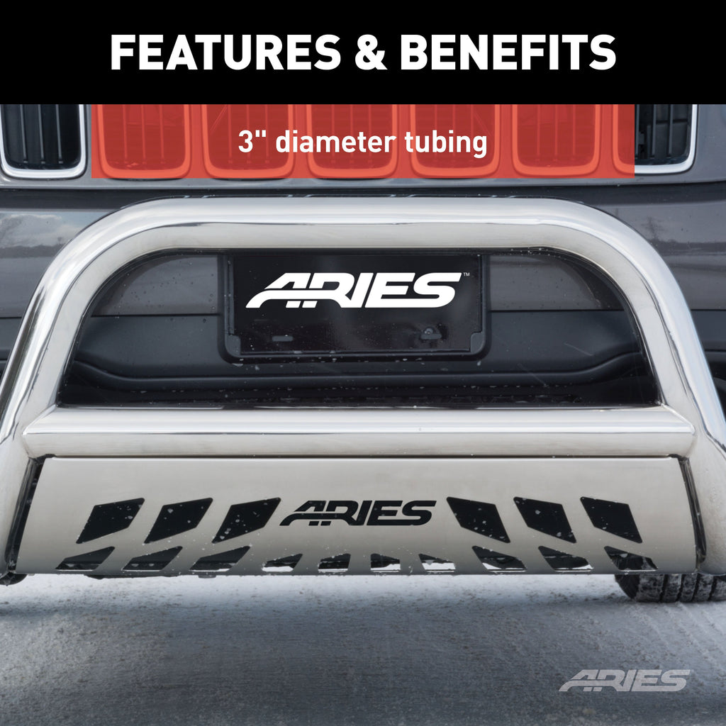 ARIES 35-2010 3" Polished Stainless Bull Bar, Select Toyota Tacoma for Select Toyota Tacoma