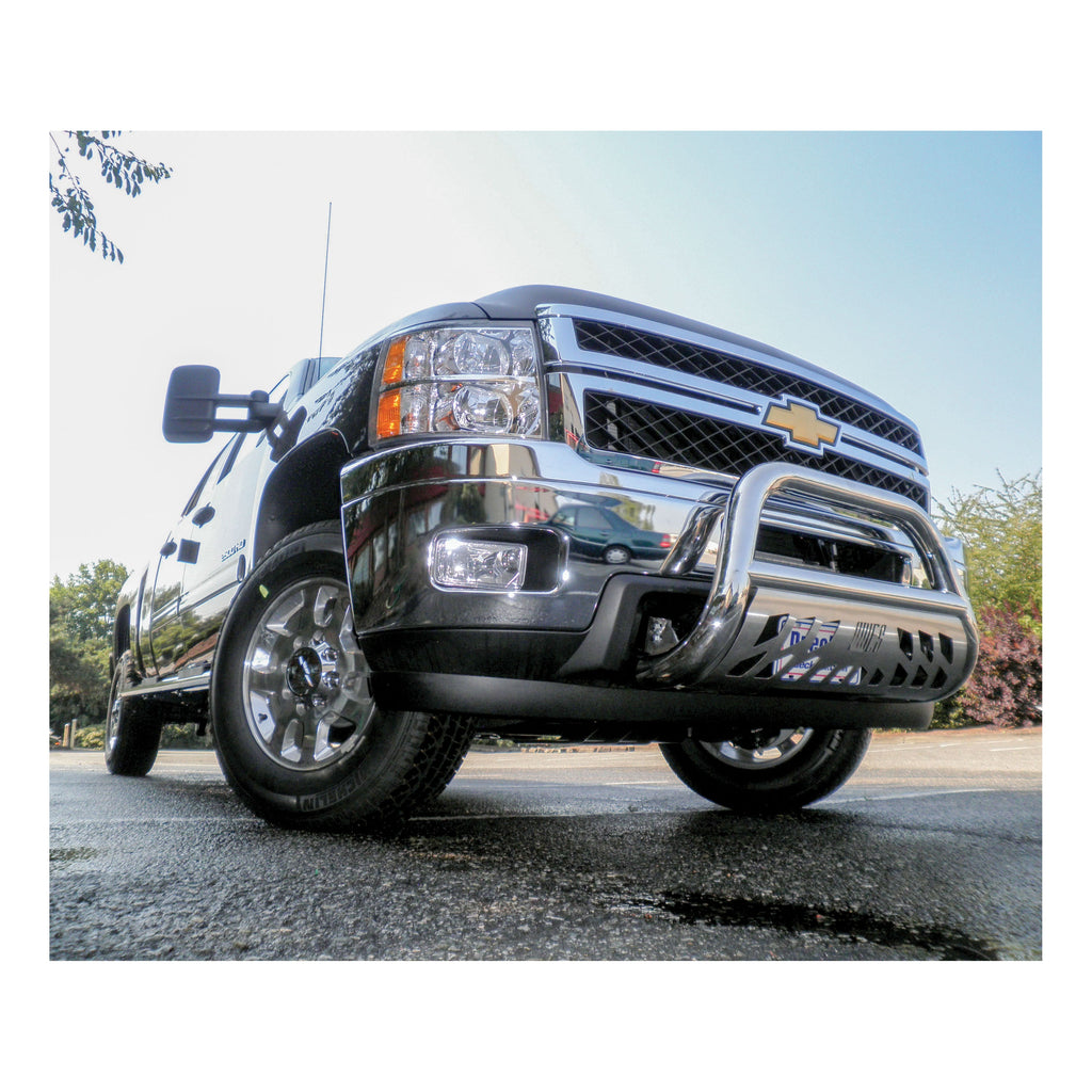 ARIES 35-4011 3in. Polished Stainless Bull Bar; Select Chevy Silverado; GMC Sierra 2500; 3500 - Truck Part Superstore
