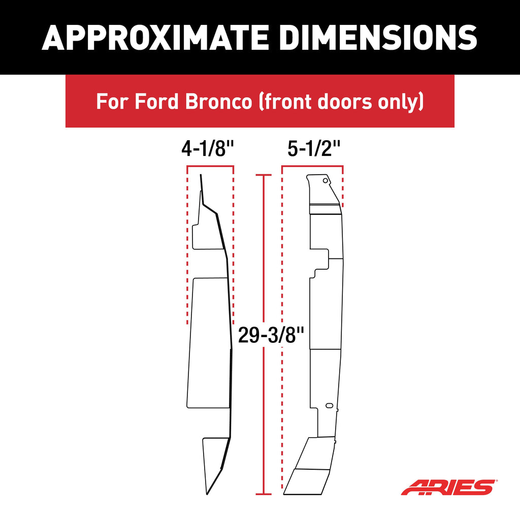 ARIES 3500250 Tube   Door Hinge Covers for Ford Bronco 2-Door - 2-Piece Set for Select Ford Bronco