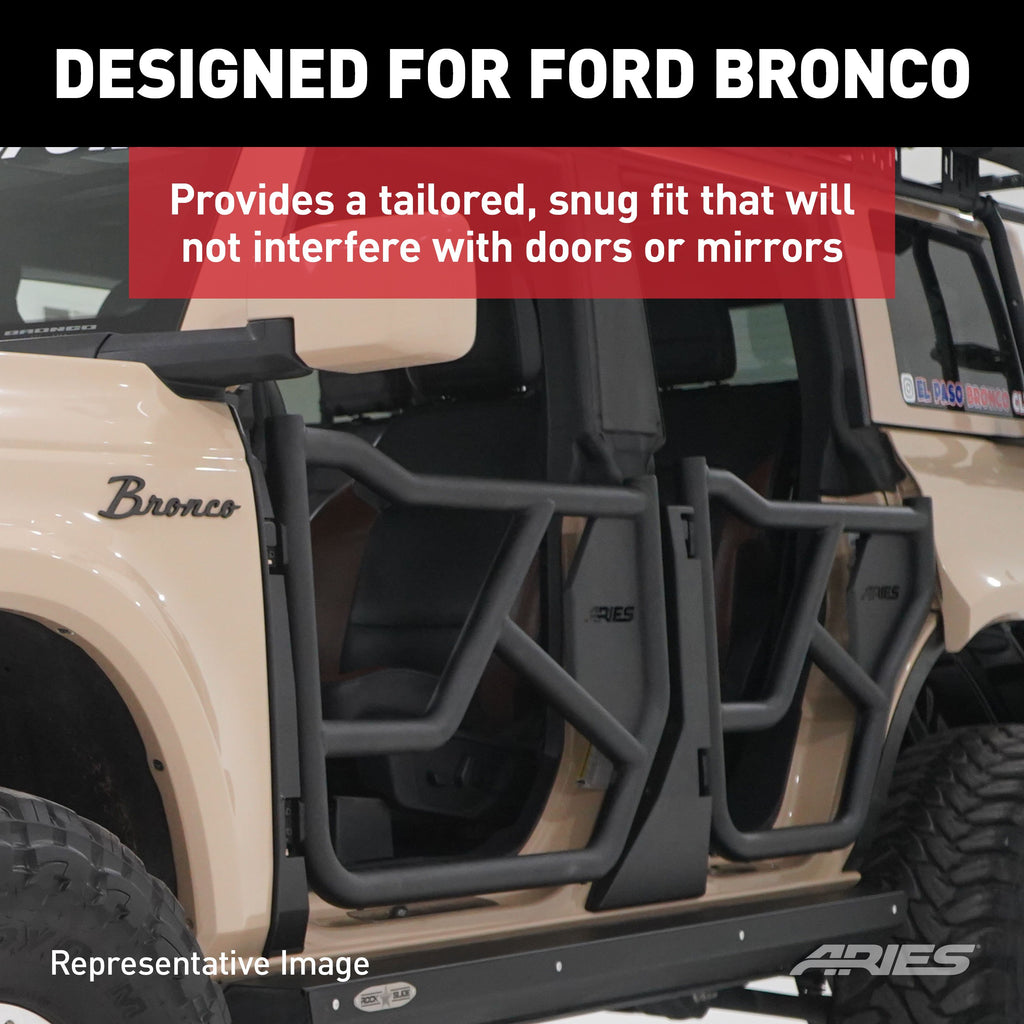 ARIES 3500250 Tube   Door Hinge Covers for Ford Bronco 2-Door - 2-Piece Set for Select Ford Bronco