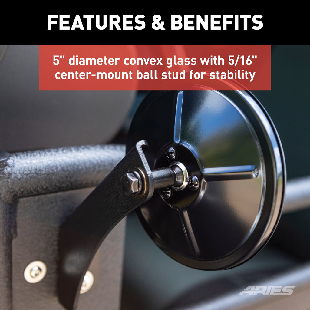 ARIES 3500300 Offroad Jeep Wrangler Tube Door Mirrors (2-Pack) for Select Jeep Wrangler
