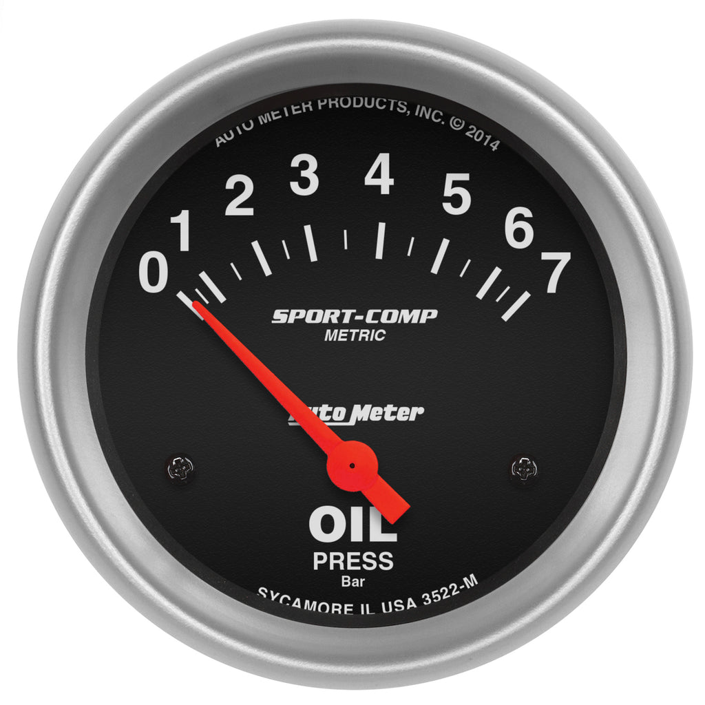 AutoMeter 3522-M GAUGE, OIL PRESSURE, 2 5/8", 7 BAR, ELECTRIC, SPORT-COMP