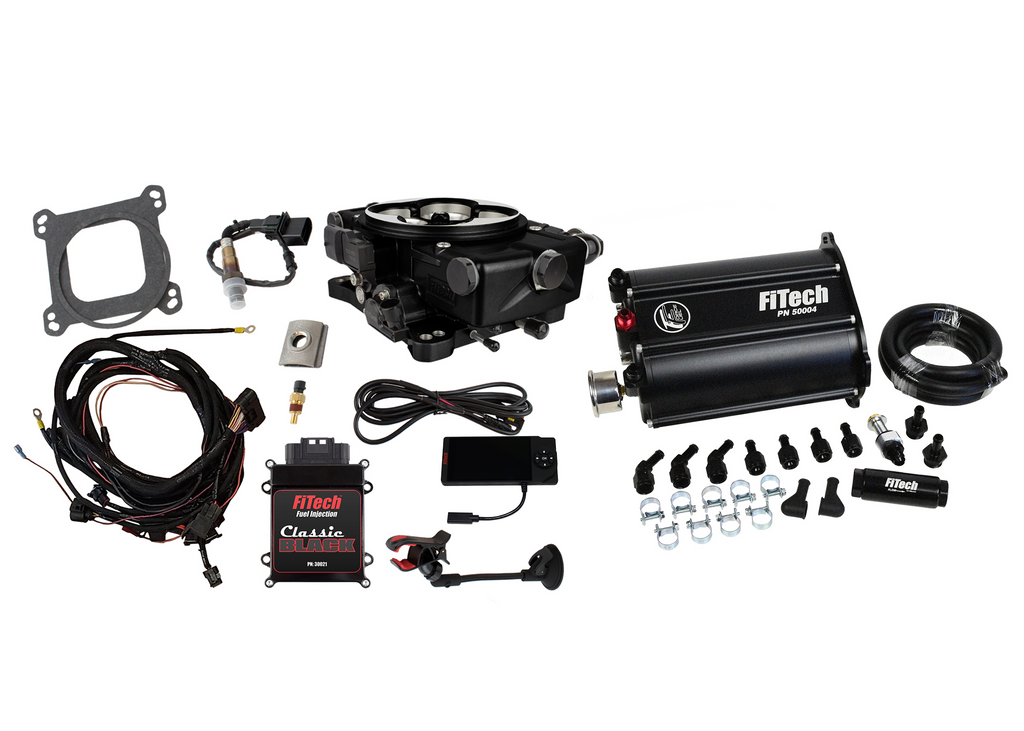 FiTech Fuel Injection 35221 Go EFI Classic Black 650 HP EFI System With Force Fuel Delivery Master Kit