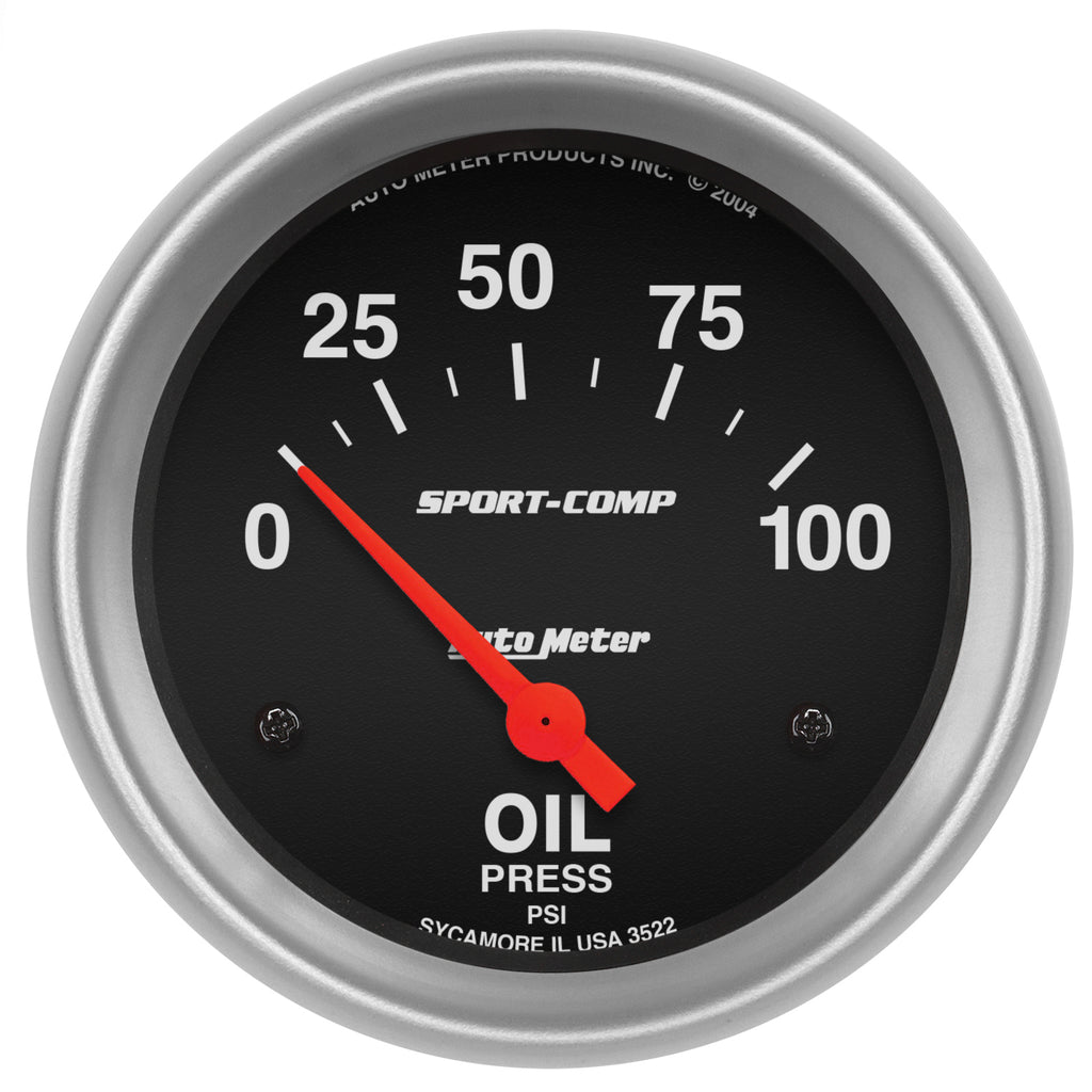 AutoMeter 3522 GAUGE, OIL PRESSURE, 2 5/8", 100PSI, ELECTRIC, SPORT-COMP