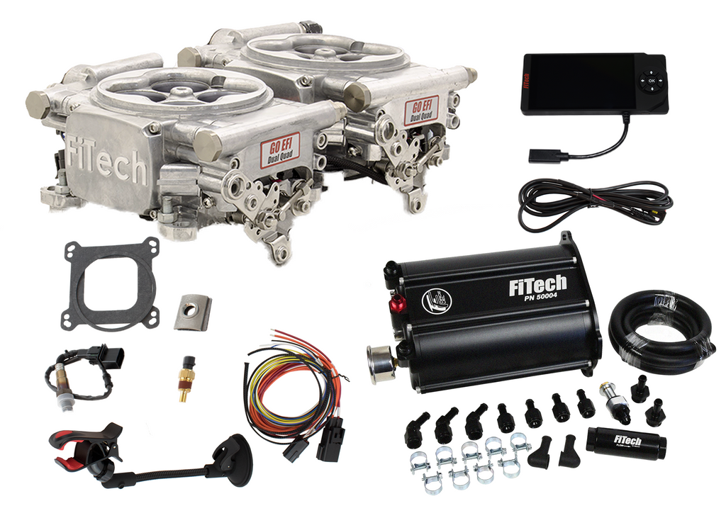 FiTech Fuel Injection 35261 Go EFI 2x4 625 HP Bright Aluminum EFI System Master Kit