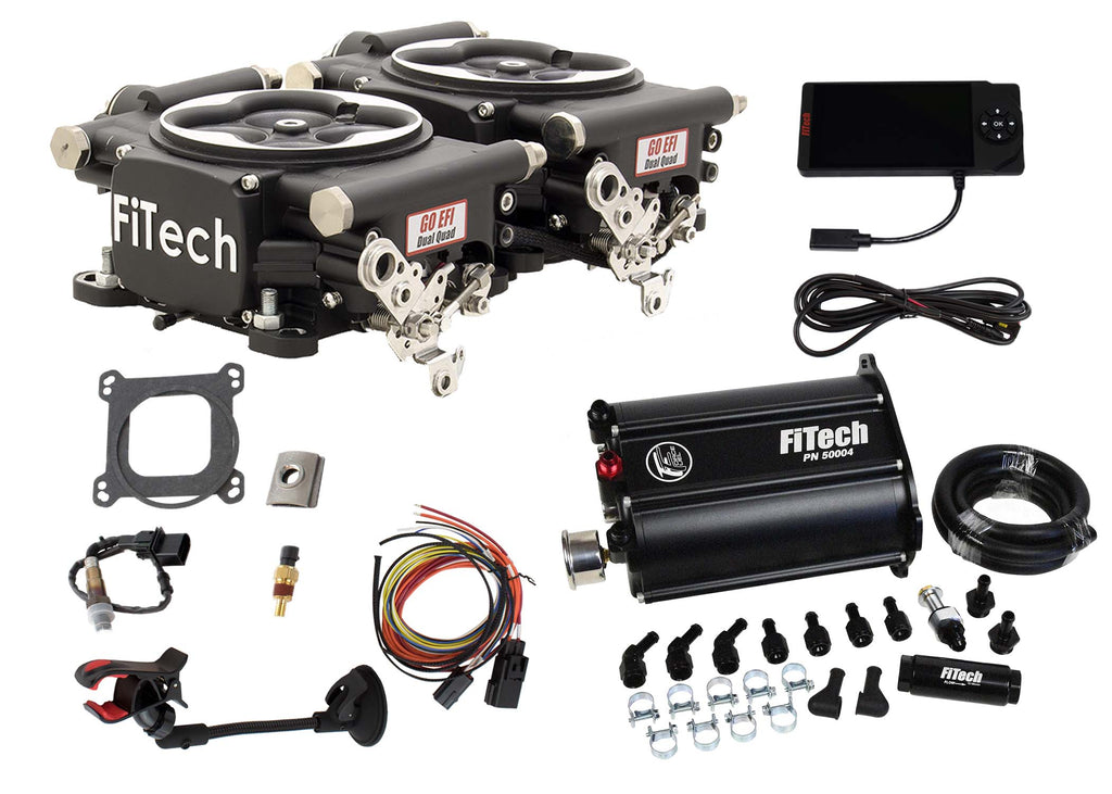 FiTech Fuel Injection 35262 Go EFI 2x4 625 HP Matte Black EFI System With Force Fuel Delivery Master Kit