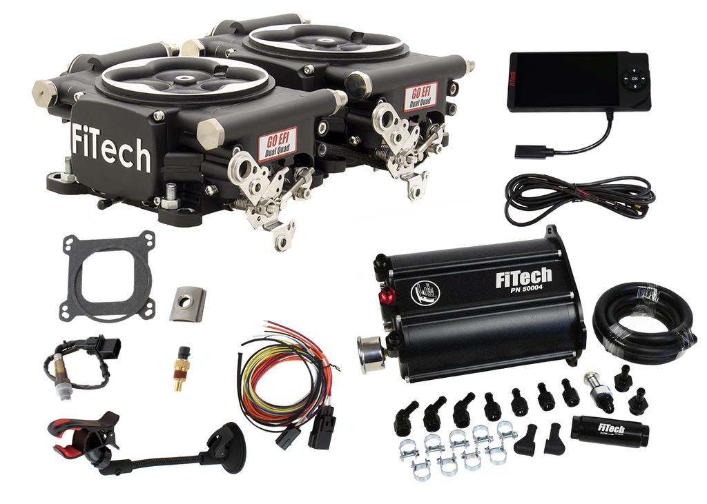 FiTech Fuel Injection 35262 Go EFI 2x4 625 HP Matte Black EFI System With Force Fuel Delivery Master Kit