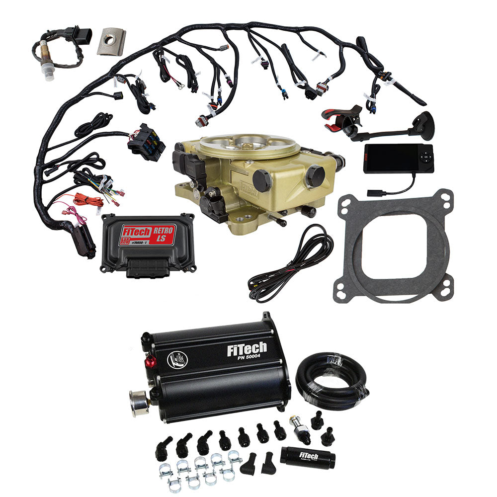 FiTech Fuel Injection 35271 Retro LS 650 HP Classic Gold EFI System With Force Fuel Delivery Master Kit