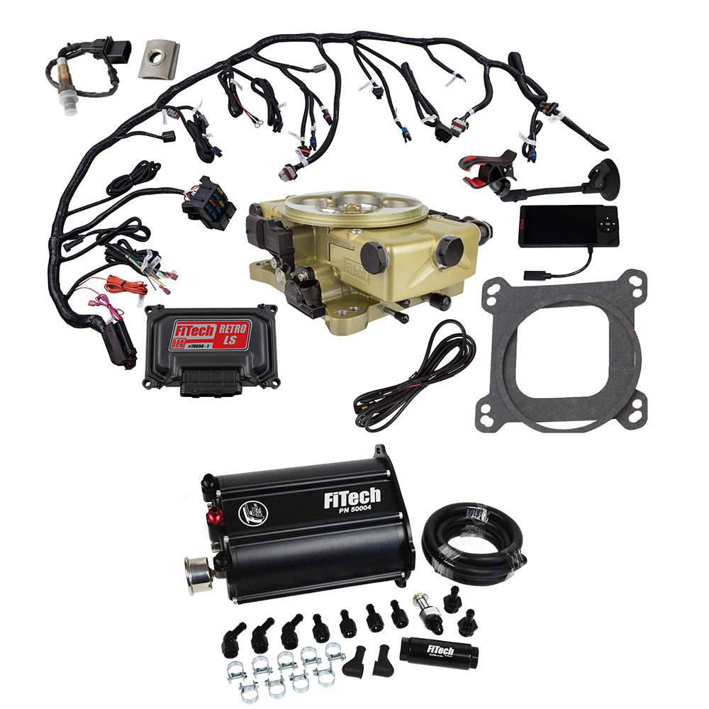FiTech Fuel Injection 35271 Retro LS 650 HP Classic Gold EFI System With Force Fuel Delivery Master Kit
