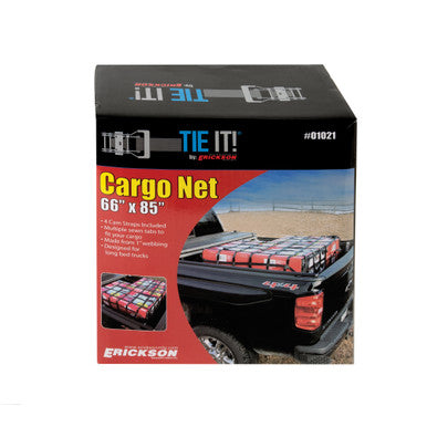 Erickson Straps & Tie Downs 01021 66" X 85" Pick-Up Cargo Net W/ (4) 6' Cam Straps