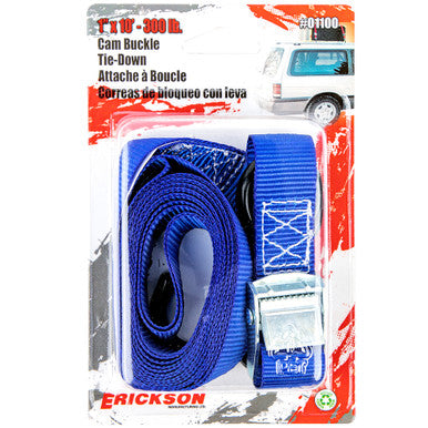 Erickson Straps & Tie Downs 01100 1Pk 1" X 10' 300 Lb Cam Strap Blue