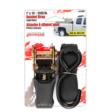 Load image into Gallery viewer, Erickson Straps &amp; Tie Downs 01300 1" X 15' 1200 Lb Ratchet Strap W/ "S" Hooks W/ Soft Grip Ratchet Handle