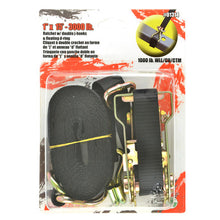 Load image into Gallery viewer, Erickson Straps &amp; Tie Downs 01314 1" X 15' 3000 Lb. Ratchet Strap W/ Dbl "J" Hooks W/ Floating D Ring