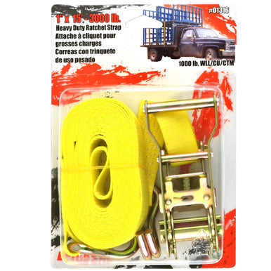 Erickson Straps & Tie Downs 01316 1" x 15' 3000 Lb Ratchet Strap Yellow