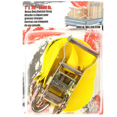 Erickson Straps & Tie Downs 01326 1" X 25' 3000 Lb Ratchet Strap Yellow