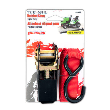 Erickson Straps & Tie Downs 01400 1"X15' 500 Lb Ratchet Strap