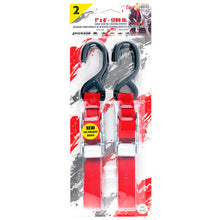 Load image into Gallery viewer, Erickson Straps &amp; Tie Downs 05712 2 Pk 1"X6' 1200 Lb Motorcycle/Atv Strap W/ Over-Center Locking Buckle - Red