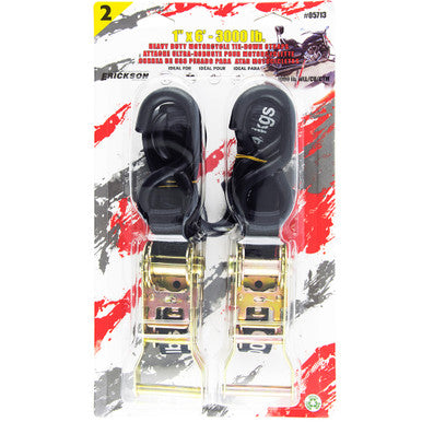 Erickson Straps & Tie Downs 05713 2 Pk 1"X6' 3000 Lb Hd Motorcycle Ratchet Strap