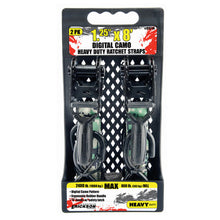 Load image into Gallery viewer, Erickson Straps &amp; Tie Downs 05714 2 Pk1.25" X 8' 2400 Lb Ratchet  W/Built In Soft Tie, 'S' Hks W/ Keeper All Blk Hdwe, Digital Green Camo