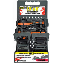 Load image into Gallery viewer, Erickson Straps &amp; Tie Downs 05715 2 Pk1.5"X8' 2000 Lb W/Blk Flat Hook One End &amp; Swivel Snap Hk Other End  Orange Strap