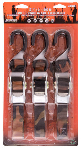 Erickson Straps & Tie Downs 05726 (3) 1" x 5' CAMO ATV STRAPS TCS BUCKLE