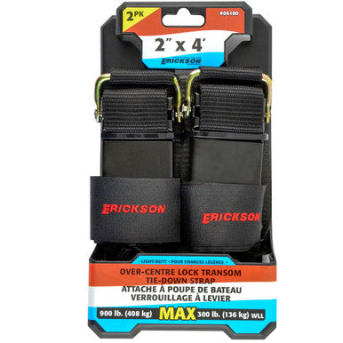 Erickson Straps & Tie Downs 06100 2 Pk 2"X4' 1200 Lb In Board/ Out Board Transom Tie Downs