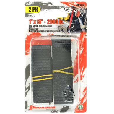 Erickson Straps & Tie Downs 06303 2 Pk 1"X18" 2000 Lb Assist Strap Black