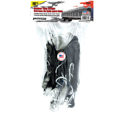 Erickson Straps & Tie Downs 06610 10 Pk Rubber Tarp Straps 10",15",21",31" *Made In America*