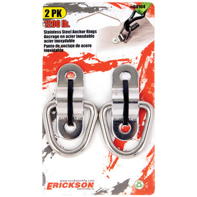 Erickson Straps & Tie Downs 09104 2 Pk 1200 Lb Stainless Steel Flip Anchor