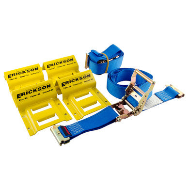 Erickson Straps & Tie Downs 09160 2" X 7.5' 4500 Lb E-Track Atv Strap & 4" E-Track *Kit Includes> 2 Pk E-Track Ratchet Straps 4 Pk Powder Coated E-Track Wheel Chocks