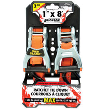 Load image into Gallery viewer, Erickson Straps &amp; Tie Downs 31351 2 Pk 1"X8' 1500 Lb Ratchet Strap W/ Web Clamp