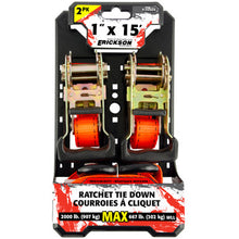 Load image into Gallery viewer, Erickson Straps &amp; Tie Downs 34404 2 Pk 1"X15' 2000 Lb Ratcheting Tie Downs Orange