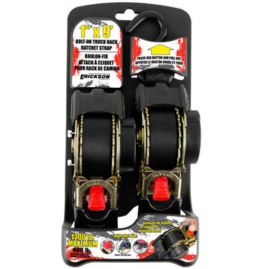 Erickson Straps & Tie Downs 34417 2 Pk 1"X9' 1200 Lb Bolt On Re-Tractable Ratchet Tie Downs Black