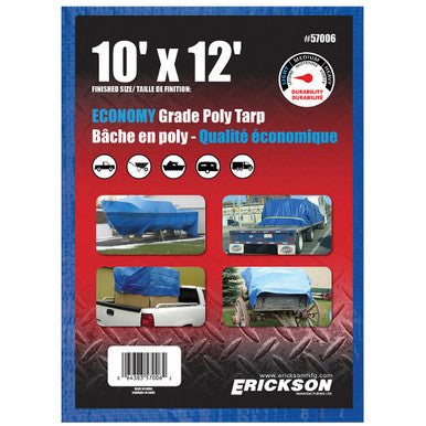 Erickson Straps & Tie Downs 57006 10'X12' Blue Economy Poly Tarp