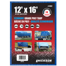 Load image into Gallery viewer, Erickson Straps &amp; Tie Downs 57007 12'X16' Blue Economy Poly Tarp