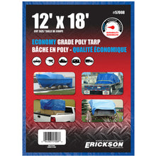 Load image into Gallery viewer, Erickson Straps &amp; Tie Downs 57008 12'X18' Blue Economy Poly Tarp