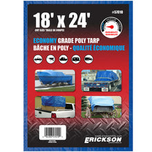 Load image into Gallery viewer, Erickson Straps &amp; Tie Downs 57010 18&#39;X24&#39; Blue Economy Poly Tarp