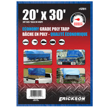 Load image into Gallery viewer, Erickson Straps &amp; Tie Downs 57011 20&#39;X30&#39; Blue Economy Poly Tarp