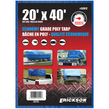 Load image into Gallery viewer, Erickson Straps &amp; Tie Downs 57012 20&#39;X40&#39; Blue Economy Poly Tarp