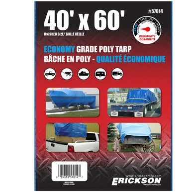Erickson Straps & Tie Downs 57014 40'X60' Blue Economy Poly Tarp
