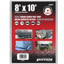 Load image into Gallery viewer, Erickson Straps &amp; Tie Downs 57021 8'X10' Silver Heavy Grade Poly Tarp